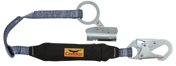 Rope Grab with Lanyard, For Rope Size 5/8", Steel, Falltech, Mfr#: 45J303