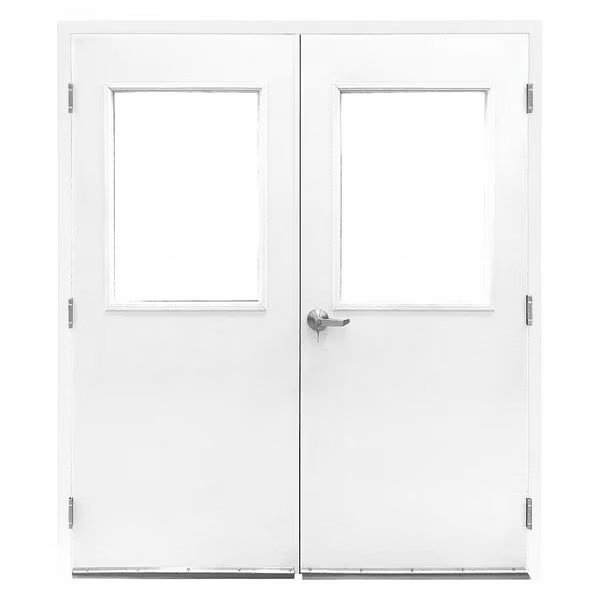 Double Door w/Glass, Steel, 84Hx72W, White, Porta-Fab, Mfr#: 6070DG