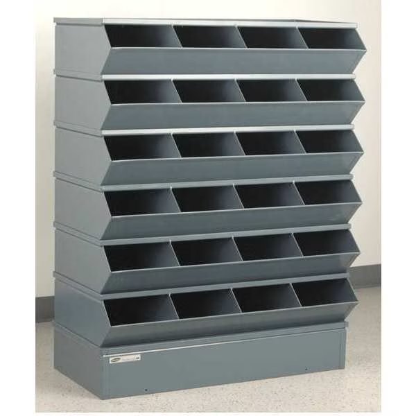 Steel Sectional Stacking Bin, 18 3/4 in D x 47 1/2 in H x 37 in W, 7 Shelves, Gray, Stackbin, Mfr#: 3-324SSB