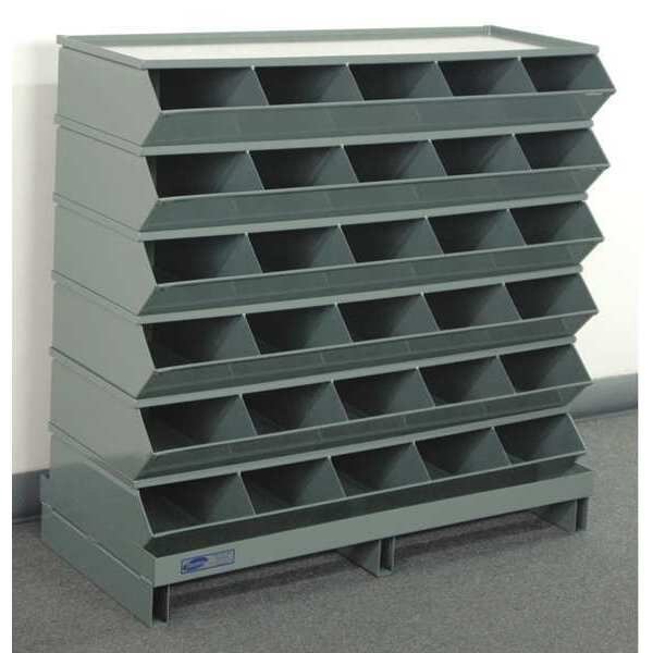 Steel Sectional Stacking Bin, 15 1/2 in D x 35 1/2 in H x 37 in W, 7 Shelves, Gray, Stackbin, Mfr#: 3-230SSPB