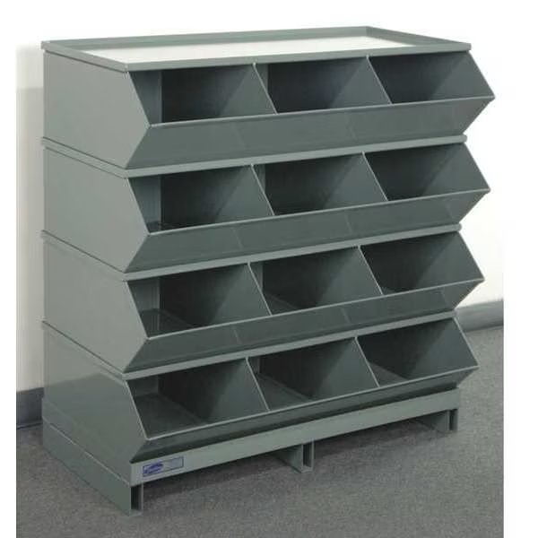 Steel Sectional Stacking Bin, 20 1/2 in D x 38 in H x 37 in W, 5 Shelves, Gray, Stackbin, Mfr#: 3-412SSPB