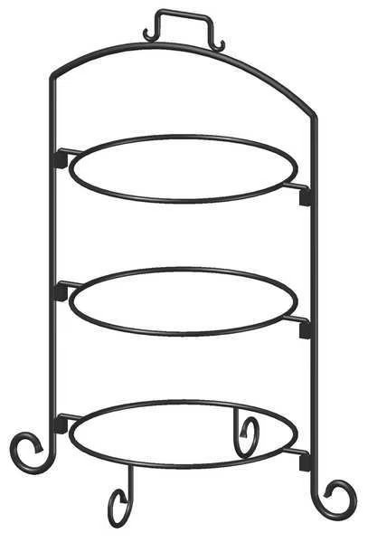 Round Plate Stand, Black, Iron, 3 Tier, 12In, Iti, Mfr#: WR-123