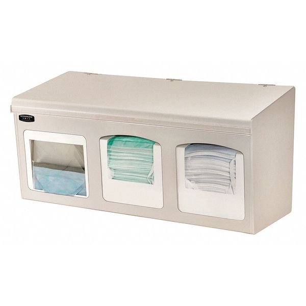 Face Mask Dispenser, 3 Compartments, Beige, Bowman Dispensers, Mfr#: FM001-0212