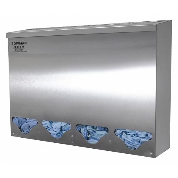 Bulk Dispenser, 4 Compartments, Silver, Bowman Dispensers, Mfr#: BK314-0300