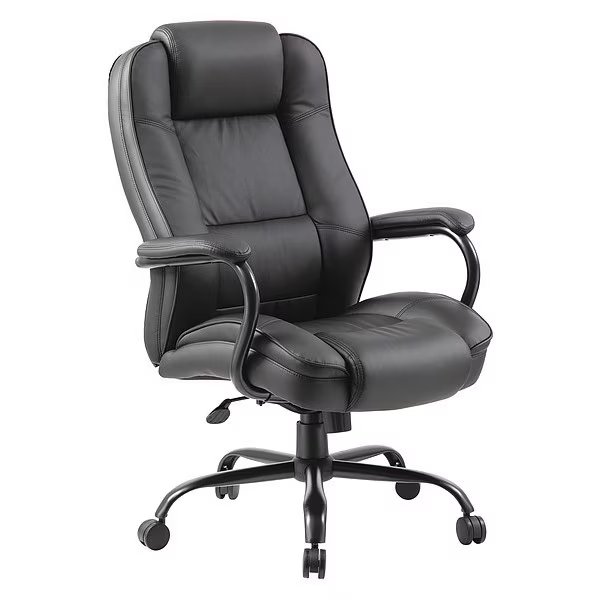 Leather Executive Chair, 22-, Fixed, Black, EnjoyTool Select, Mfr#: 452R31