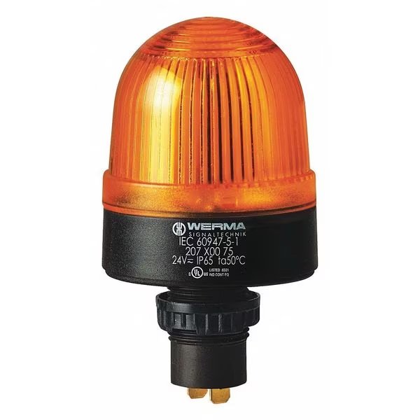 Warning Light, Yellow, Panel/Conduit Mount, Werma, Mfr#: 20730067