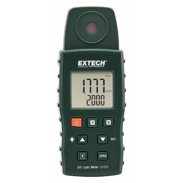 Ultra Violet Light Meter, Backlit LCD, Extech, Mfr#: UV510
