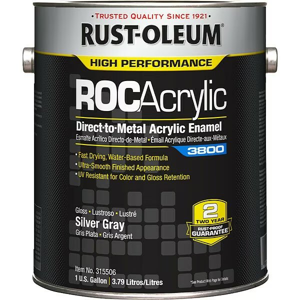 Acrylic Enamel Coating, Silver Gray, 1 gal, Rust-Oleum, Mfr#: 315506