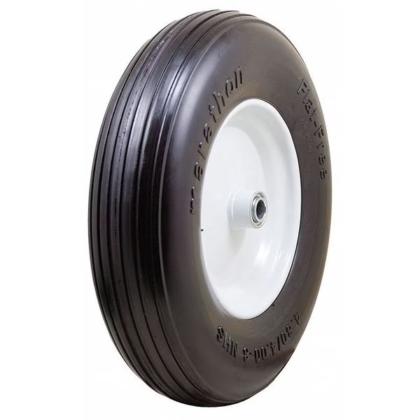 Flat Free Wheel, Polyurethane, 500lb, White, Marastar, Mfr#: 00063