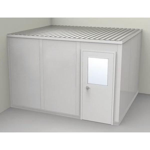 2-Wall Modular In-Plant Office, 8 ft 1 3/4 in H, 12 ft 1 1/4 in W, 10 ft 1 1/4 in D, Gray, Porta-Fab, Mfr#: GS1012G-2