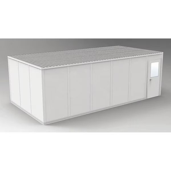 4-Wall Modular In-Plant Office, 8 ft 1 3/4 in H, 24 ft 4 1/2 in W, 12 ft 4 1/2 in D, Gray, Porta-Fab, Mfr#: GV1224G