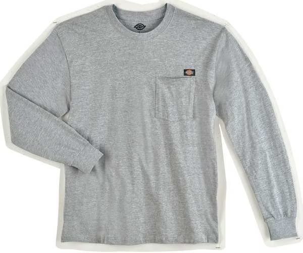 Long Sleeve T-Shirt, Cotton, Hthr Gry, XLT, Dickies, Mfr#: WL50HG TL XL