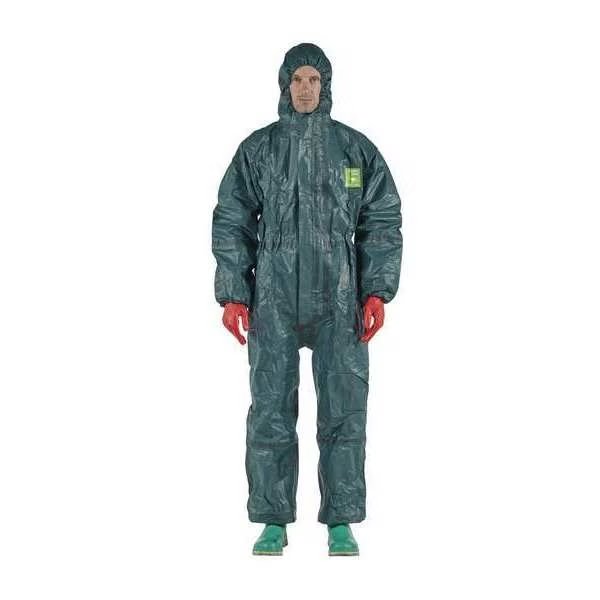 Coveralls, 6 PK, Green, Non-Woven Laminate, Zipper, Ansell, Mfr#: GR40-T-92-122-04