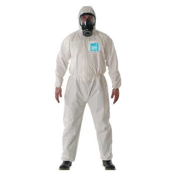 Coveralls, 25 PK, White, Microporous Film Laminate, Zipper, Ansell, Mfr#: WH20-B-92-111-07