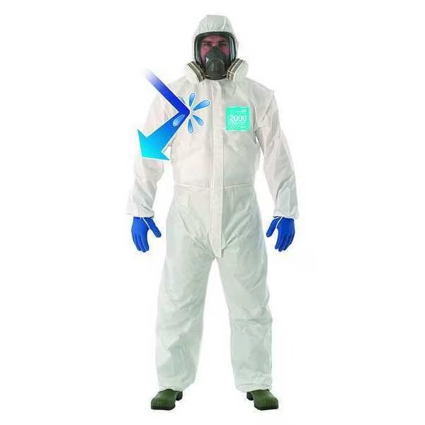 Coveralls, 25 PK, White, Microporous Film Laminate, Zipper, Ansell, Mfr#: 68-2000C