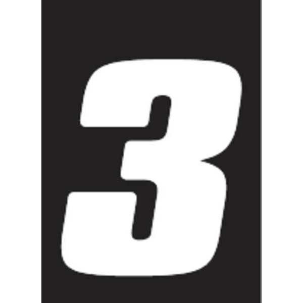 Number Label, Wht, Vinyl, 4in. H, No. 3, PK12, Hardline Products, Mfr#: DB412W-3