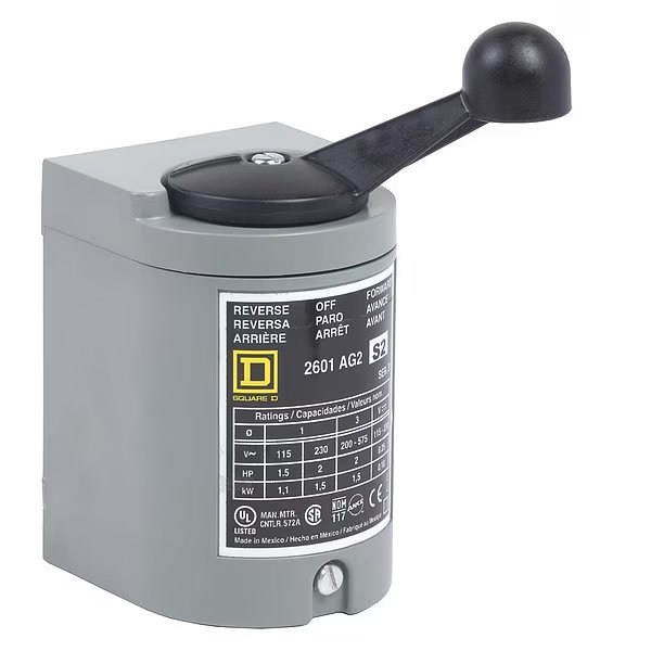 Drum Switch 600Vac 2Hp A +Options, Square D, Mfr#: 2601AG2S2
