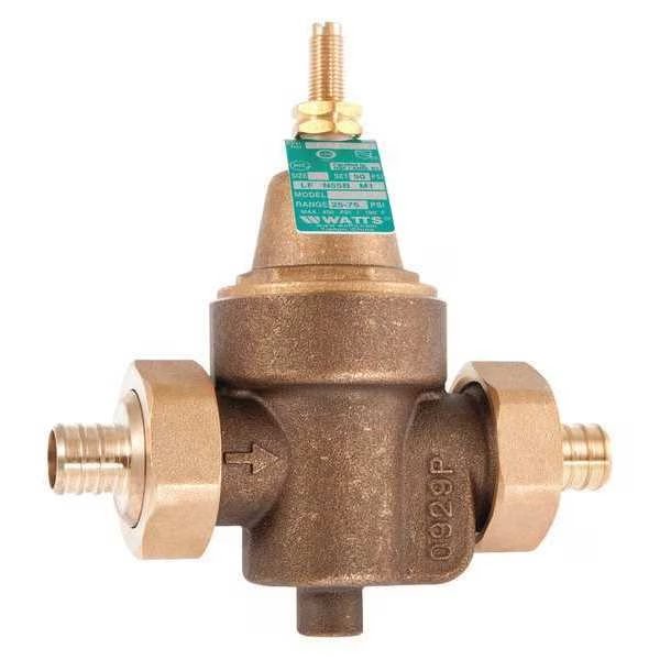 Water Pressure Reducing Valve, 5-1/4 in.L, Watts, Mfr#: 1" LFN55BM1-DU-PEX