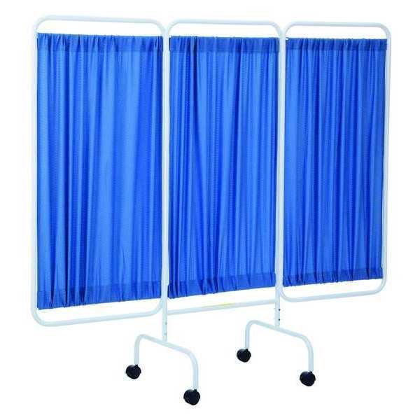 Three Panel Mobile Privacy Screen with Antimicrobial Blue Fabric Panels, R&B Wire Products, Mfr#: PSS-3C/AM/BF