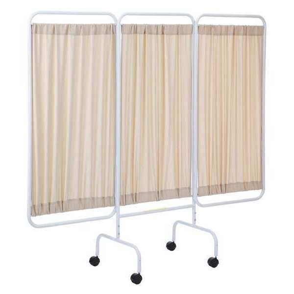 Three Panel Mobile Privacy Screen with Antimicrobial Beige Fabric Panels, R&B Wire Products, Mfr#: PSS-3C/AM/BGF