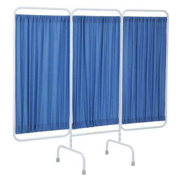 Three Panel Stationary Privacy Screen with Antimicrobial Blue Fabric Panels, R&B Wire Products, Mfr#: PSS-3/AM/BF
