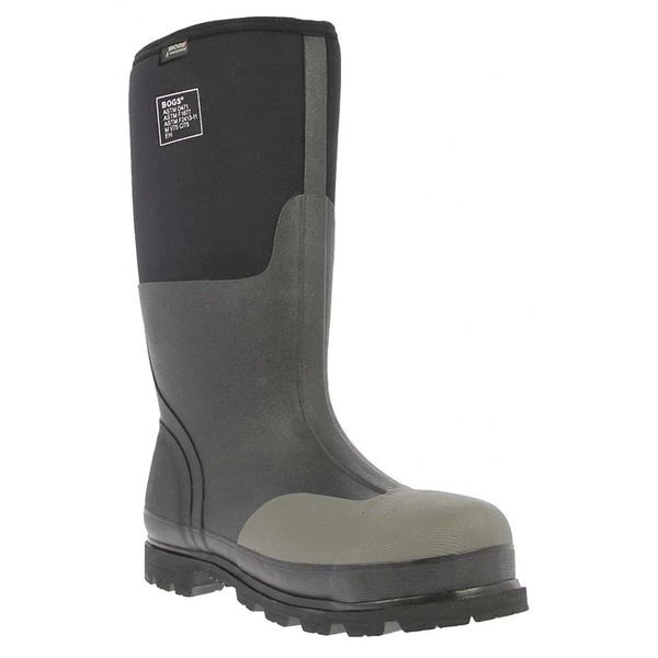 Size 14 Men's Steel Rubber Boot, Black, Bogs Footwear, Mfr#: 69172-001 M 14