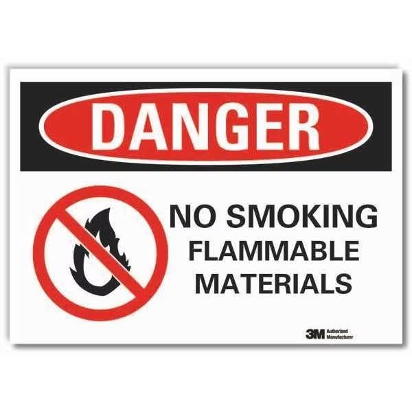 No Smoking Sign, 10 in Height, 14 in Width, Reflective Sheeting, Horizontal Rectangle, English, Lyle, Mfr#: LCU4-0204-RD_14x10