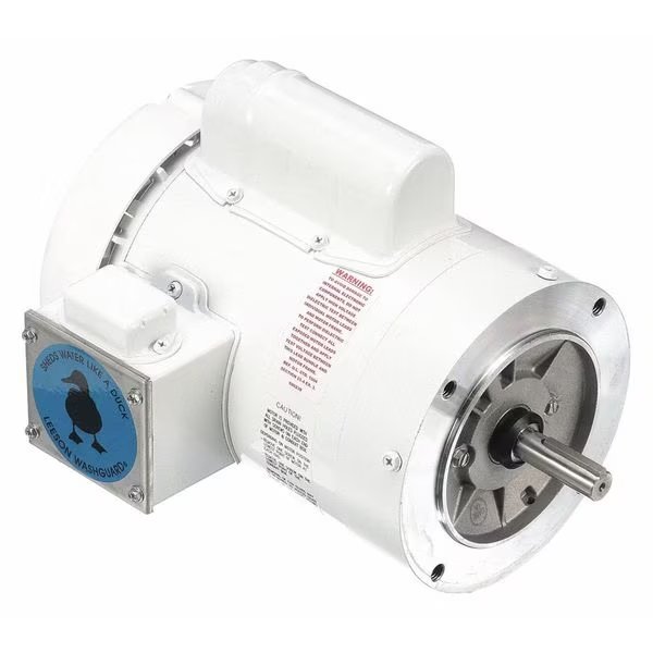 Washdown Motor, 1 HP, Face, 12-1/8 in. L, Leeson, Mfr#: 114317.00