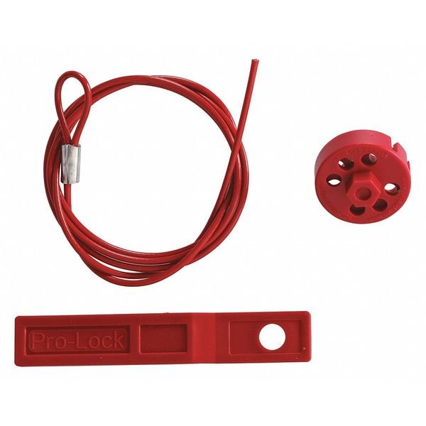Cable Lockout, Red, 5 ft. L Cable, Brady, Mfr#: 122250