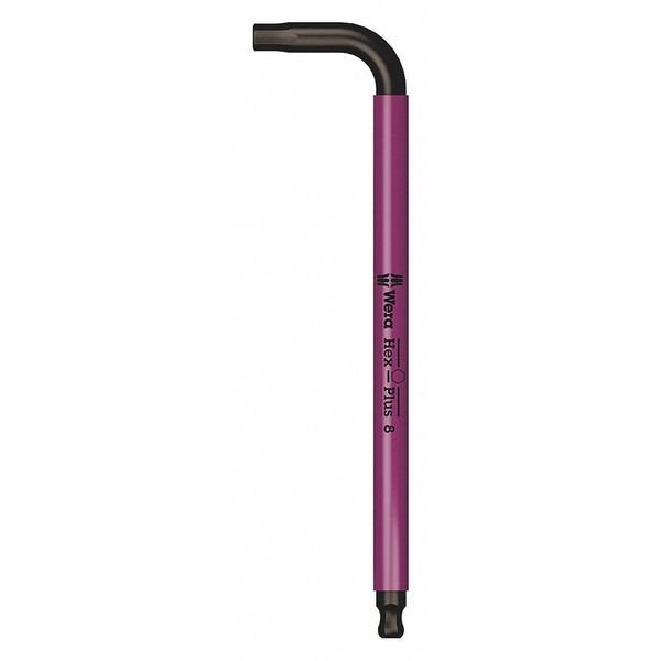 Plain L Key, 8 mm Tip Size, 6 in Long, 4 in Short, Wera, Mfr#: 05022614001