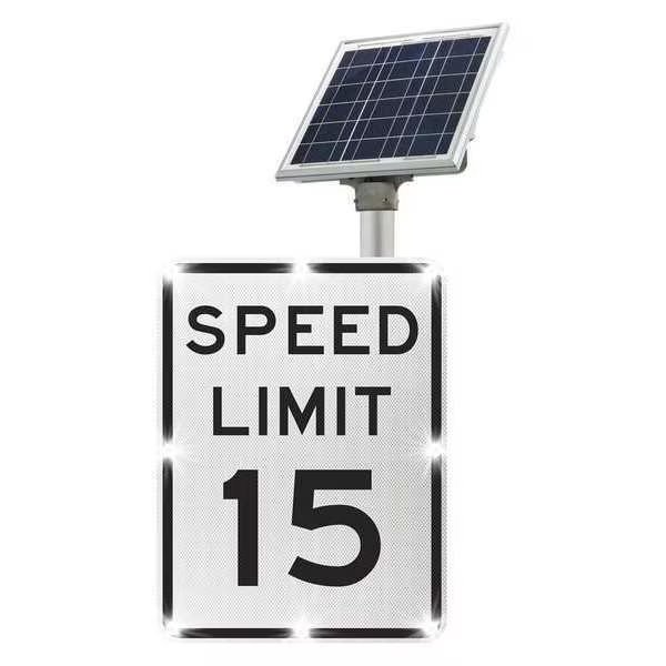 Blinkersign, R2-1, 18inx24in, Speed Limit 15, DG3 White, Solar, Tapco, Mfr#: 2180-C00103-15