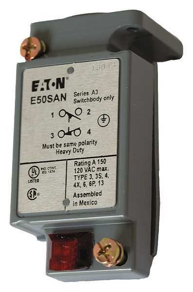 1NC/1NO Limit Switch Body Nema 1, 2, 4, 6, 6P, 12, 13, Eaton, Mfr#: E50SAN
