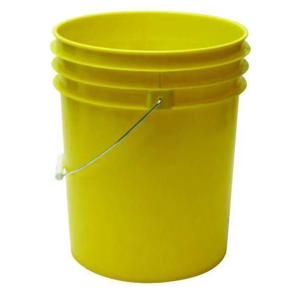 5 gal Open Head Pail, 12-3/8 in Dia, 14-3/4 in H, Yellow, HDPE, EnjoyTool Select, Mfr#: ROP2150Y-M