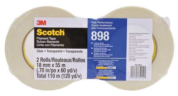Filament Tape, 45/64 in. x 60 yd., PK2, Scotch, Mfr#: 898