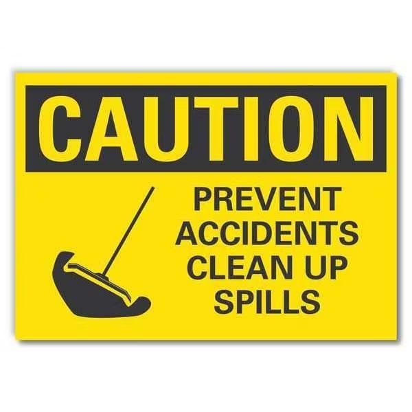 Spill Control Caution Reflective Label, 3 1/2 in H, 5 in W, , English, LCU3-0154-RD_5x3.5, Lyle, Mfr#: LCU3-0154-RD_5x3.5