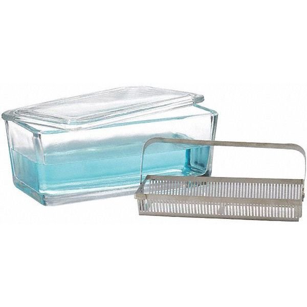 Staining Dish w/Cover and Slide Rack, PK6, Wheaton, Mfr#: 900400