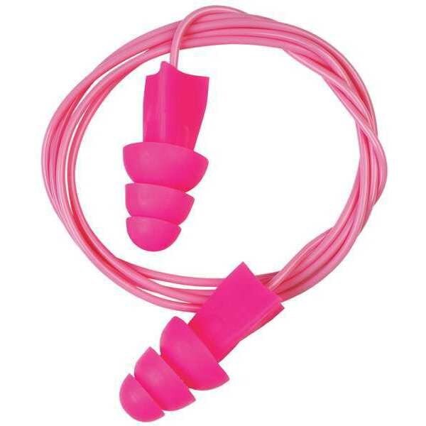Tri-Grip Reusable Soft Plastic Ear Plugs, Flanged Shape, 27 dB, Pink, 100 PK, Tasco, Mfr#: 100-19010