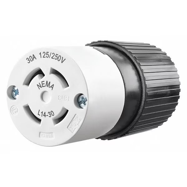 30A Locking Connector 3P 4W 125/250VAC L14-30R BK/WT, EnjoyTool Select, Mfr#: 71430NC