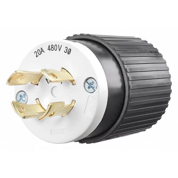 Locking Plug, Black/Wht, 480VAC, 5.0 HP, 20A, EnjoyTool Select, Mfr#: BRY71620NP