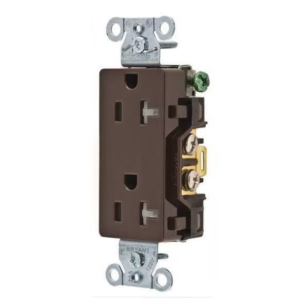 Receptacle, 20 A Amps, 125V AC, Flush Mount, Decorator Duplex Outlet, 5-20R, Brown, EnjoyTool Select, Mfr#: DRS20TR