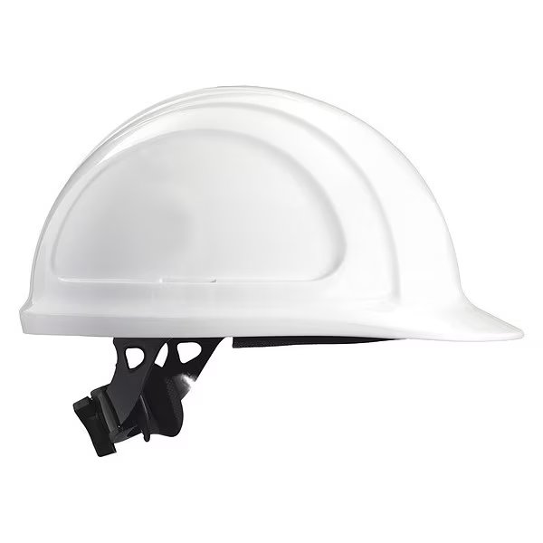 Front Brim Hard Hat, Type 1, Class E, Ratchet (4-Point), White, Honeywell North, Mfr#: N10R010000