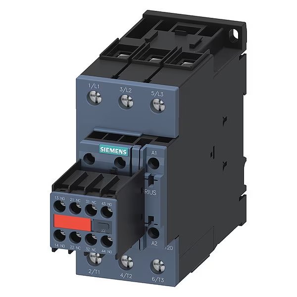 IEC Magnetic Contactor, 3 Poles, 24 V DC, 40 A, Reversing: No, Siemens, Mfr#: 3RT20351KB443MA0