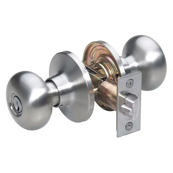 Knob Lockset, Biscuit Style, Satin Nickel, Master Lock, Mfr#: BC0115KA4S