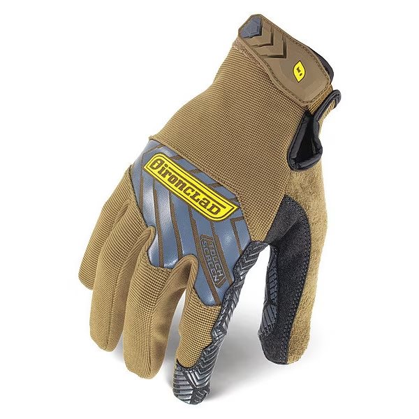 Mechanics Touchscreen Gloves, XL, Tan/Silver, Polyester, Ironclad Performance Wear, Mfr#: IEX-PGG-05-XL