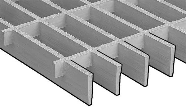 Moltruded Grating, 36 in Span, Grit-Top Surface, Corvex Resin, Light Gray, Fibergrate, Mfr#: 874030