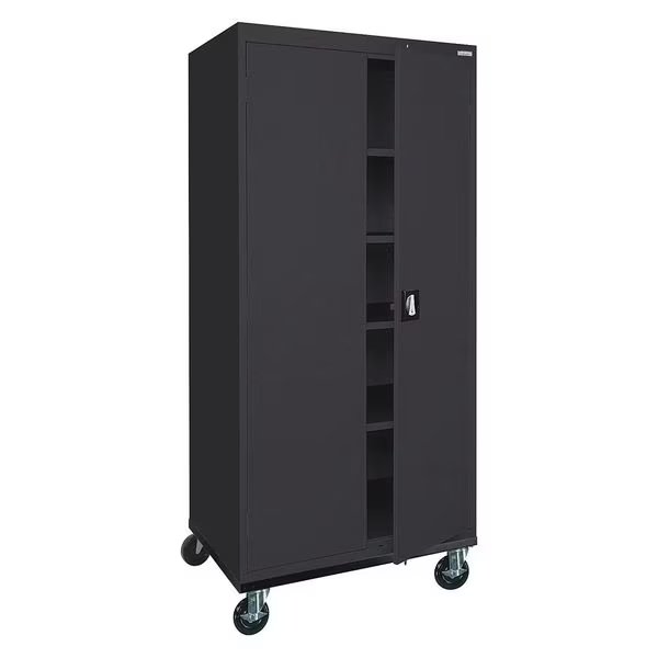 Solid Door Storage Cabinet, 36 in W, 78 in H, 24 in D, Black, Sandusky Lee, Mfr#: TA4R362472-09