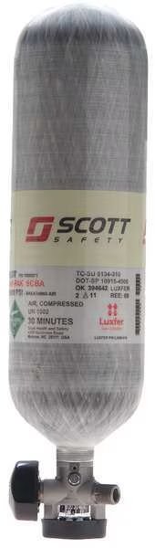 SCBA Cylinder, 4500 psi, Gray, Carbon Fiber, 3M Scott, Mfr#: 804721-01