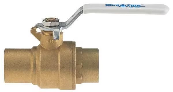 1-1/4" Sweat Brass Ball Valve Inline, Milwaukee Valve, Mfr#: UPBA485B 1 1/4