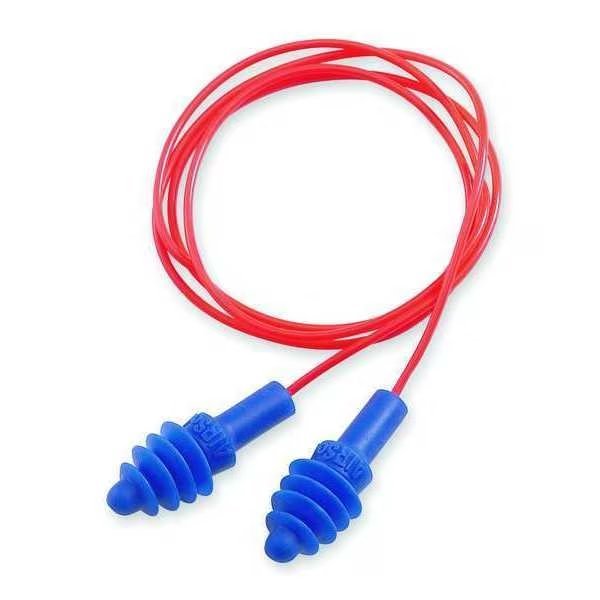 AirSoft Reusable Corded Ear Plugs, Flanged Shape, NRR 27 dB, M, Blue, 100 Pairs, Honeywell Howard Leight, Mfr#: DPAS-30R