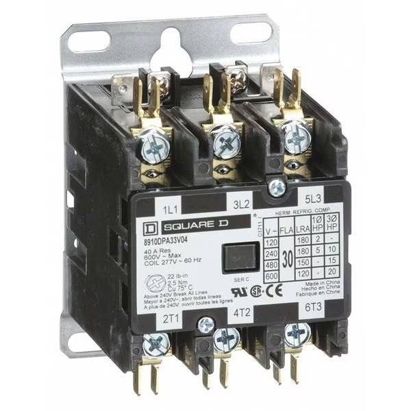 277VAC Non-Reversing Definite Purpose Contactor 3P 30A, Square D, Mfr#: 8910DPA33V04